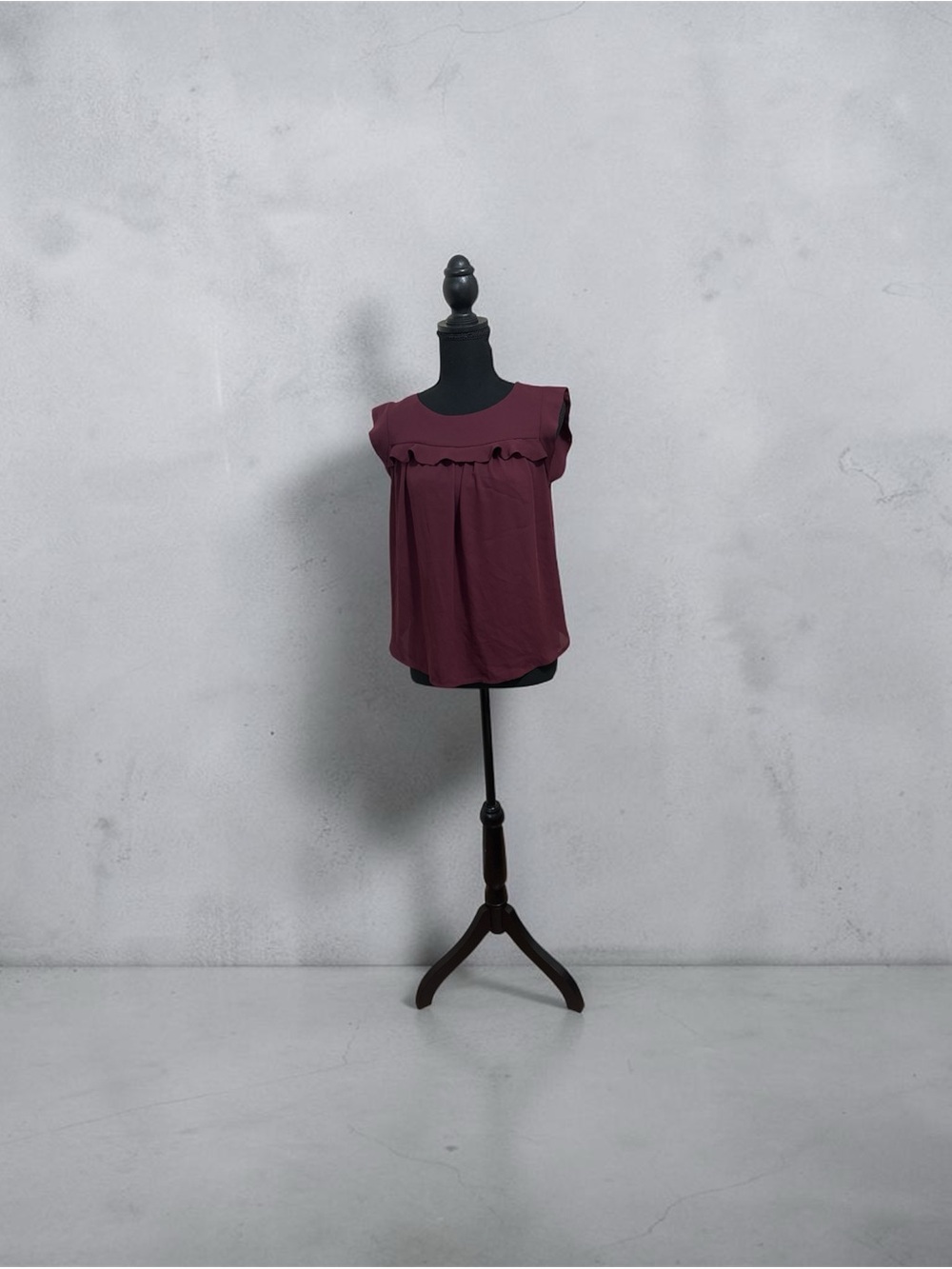 LOFT Burgundy Ruffle-Trim Sleeveless Camisole